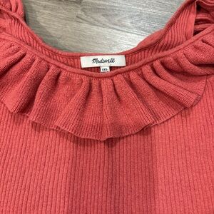 Madewell Coral Ruffled Blouse